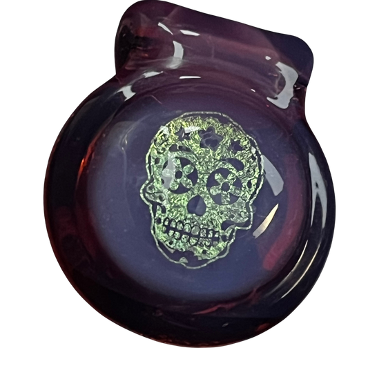 “Buried Soul” – Pink  Badges of Boro Glass Pendant with Green Skull Core